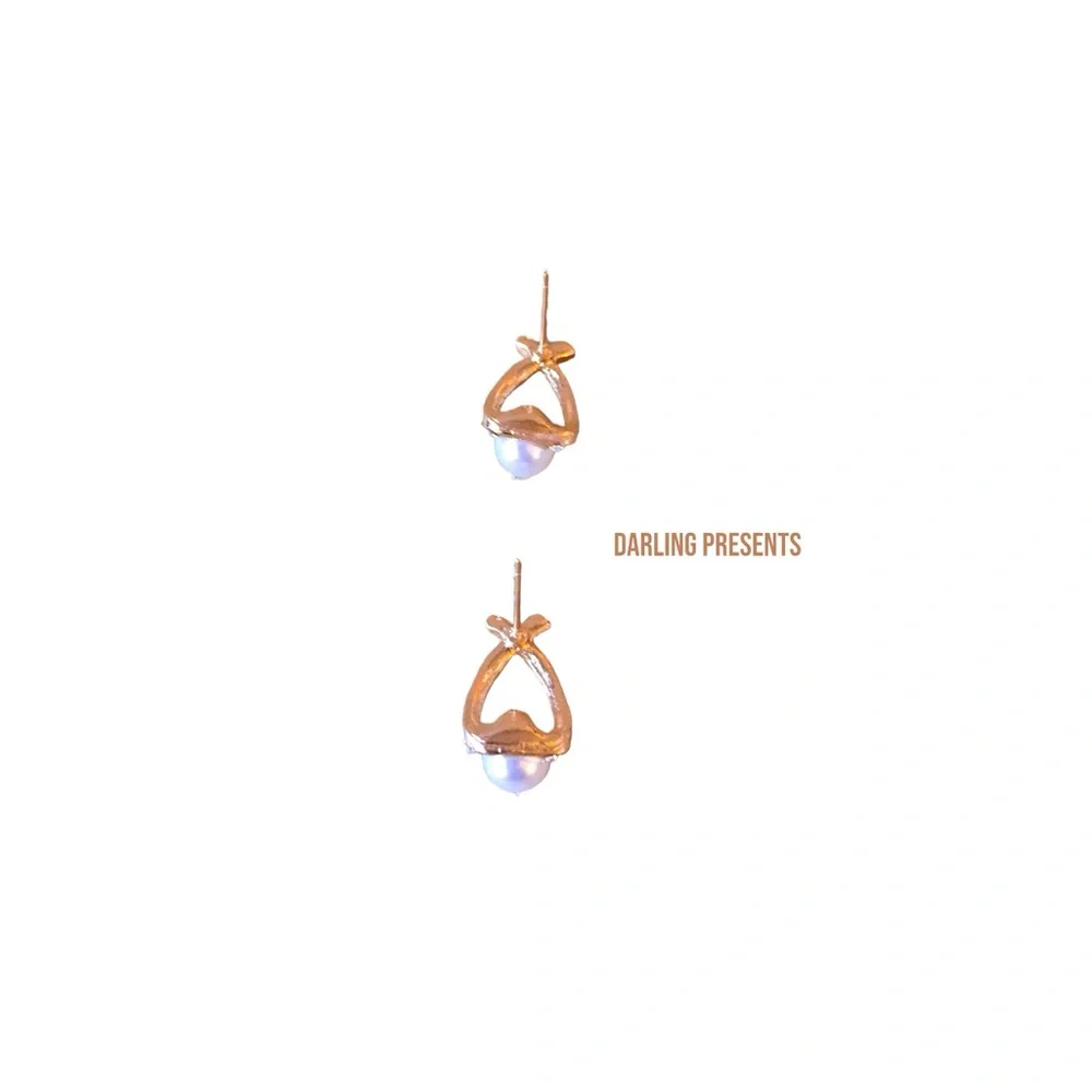 Pearl Crystal Cross Stud Earrings Women Color Gold